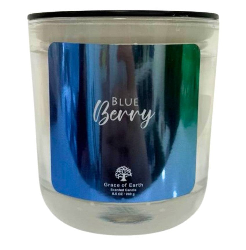 Blue Berry Glass Candle
