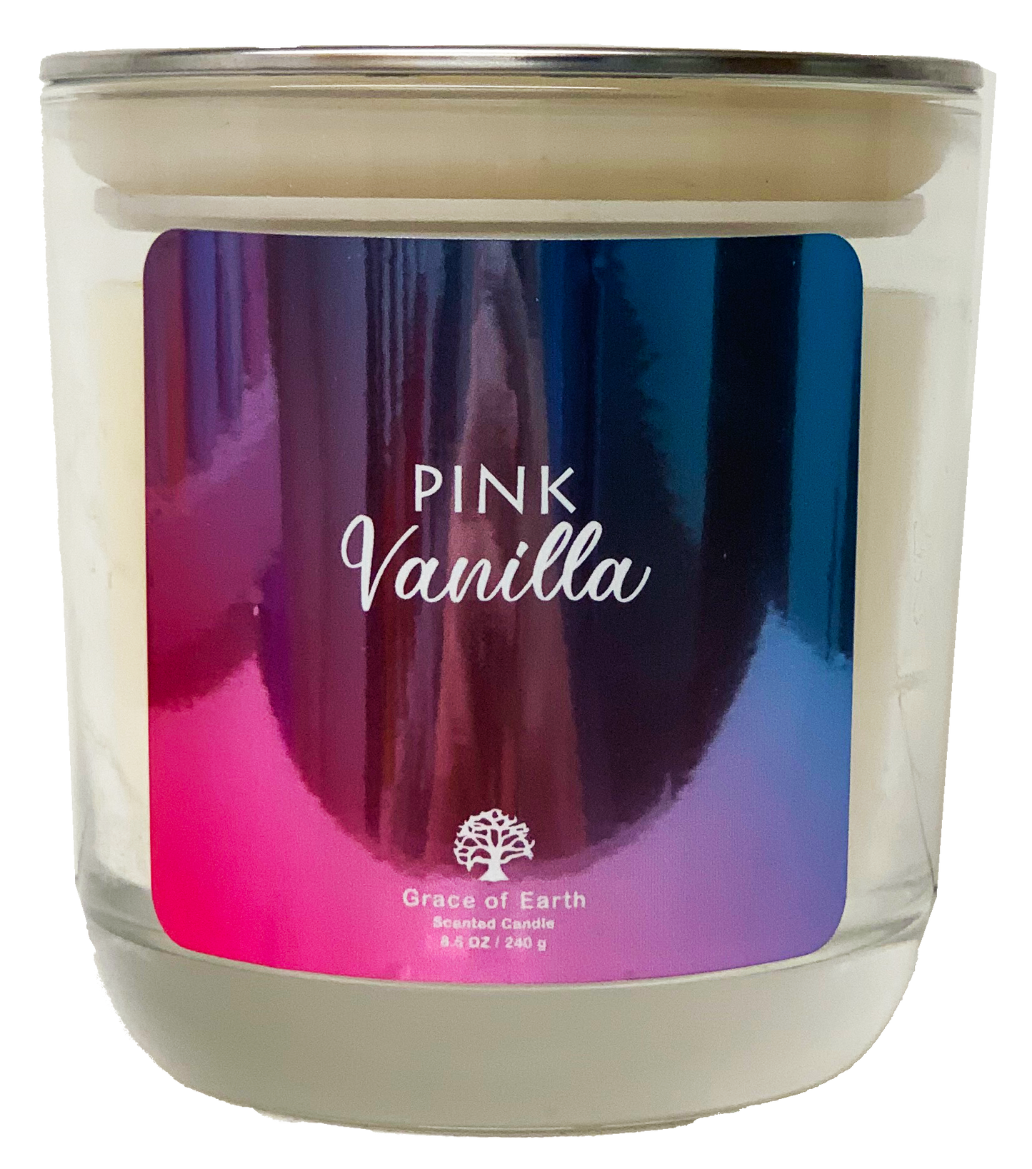 Pink Vanilla Glass Candle