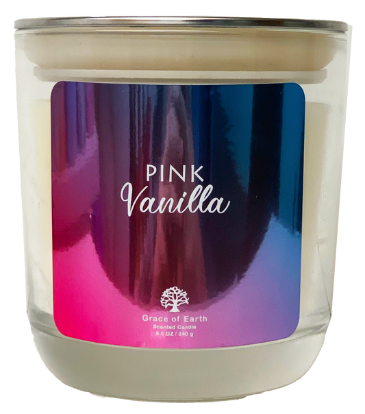 Pink Vanilla Glass Candle